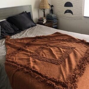 Tufted mid century modern throw blanket + matching pillow set